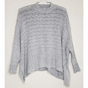 BKE Womens Sweater Sz Medium Gray Cowl Neck Oversized Side Slit Asymmetrical Hem